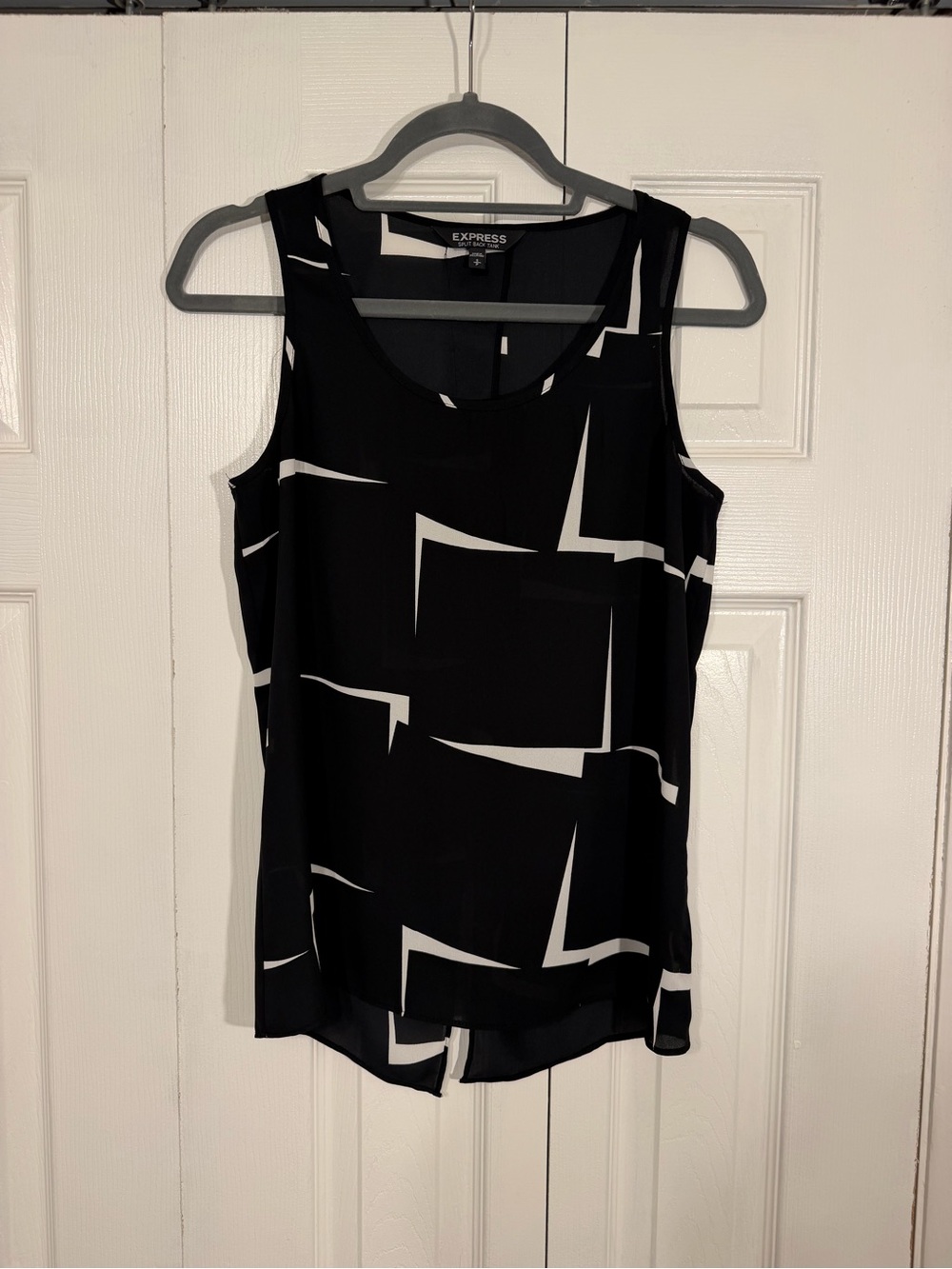 Express Split Back Tank S/P Black White